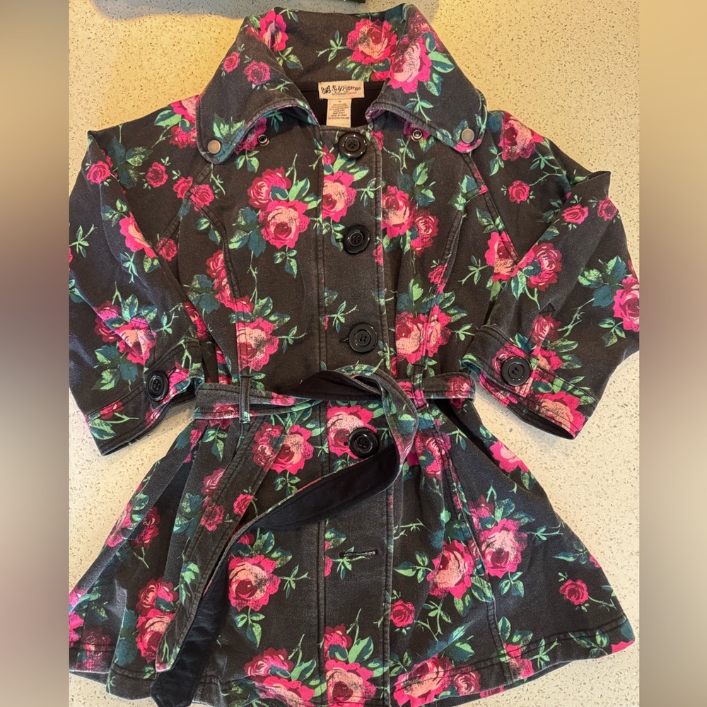 Floral 3/4 sleeve “pea-coat” style sweatshirt